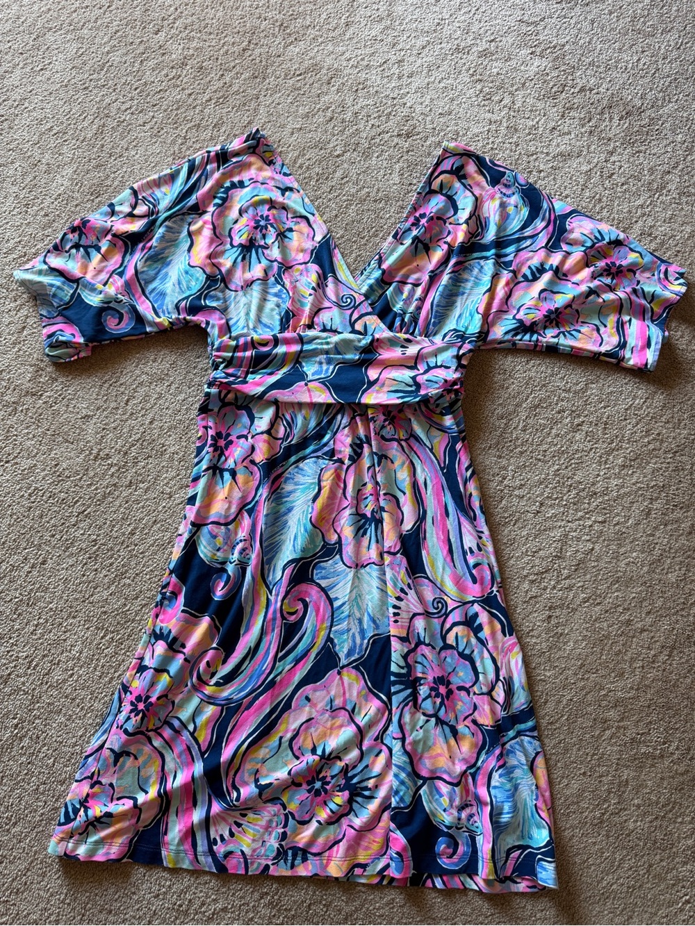 Lilly Pulitzer Navy Pink Multicolor Floral Tank Top Dress